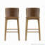 Tabouret de bar d'intérieur en bois au fini noyer, ensemble de 2