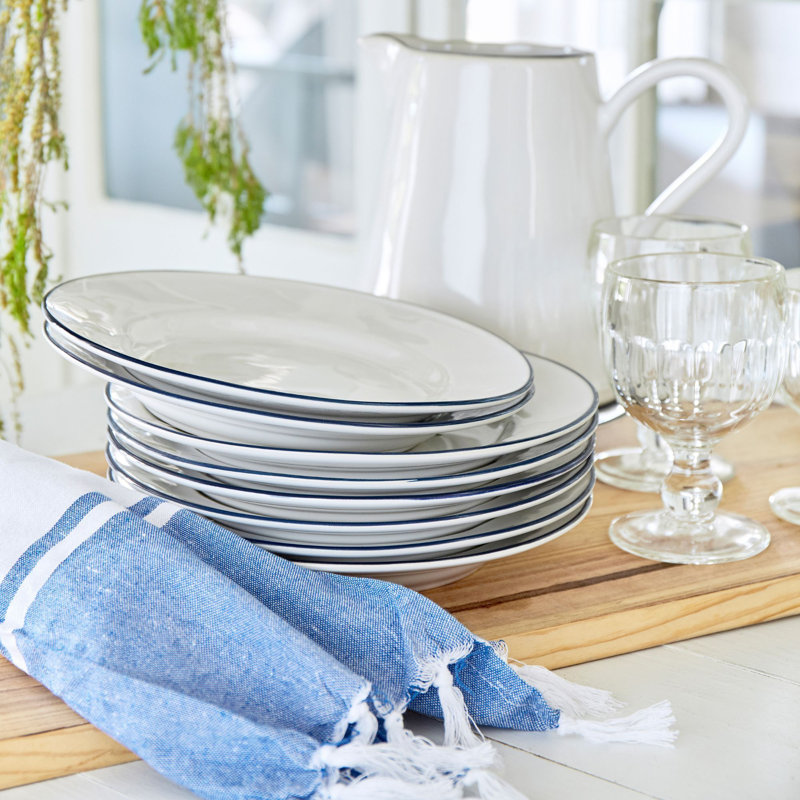 Beja Salad/Dessert Plate, White/Blue