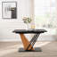 Table de salle à manger extensible de 61,81 po (46,46 po), table rectangulaire géométrique moderne avec structure en métal robuste et base en panneau de fibres à densité moyenne, plateau de table en bois réglable pour la maison, la salle à manger -223942449-223942451