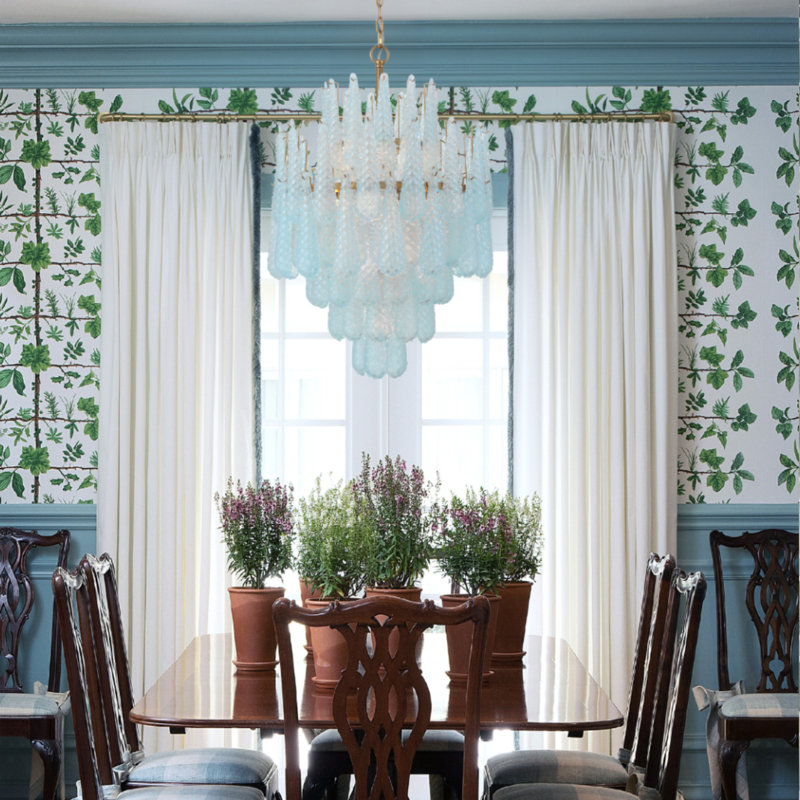 Michailo 16 Light Aged Brass Chandelier, Blue