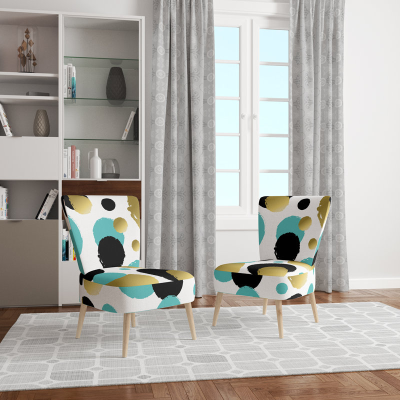 Upholstered Floral Side Chair - Modern floral Accent Chair, Damask Blue Polyester Blend