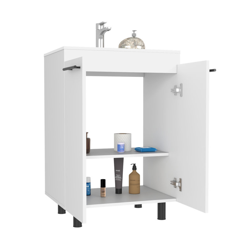 Armoire de plancher Oxnard, salle de bain, Blanc