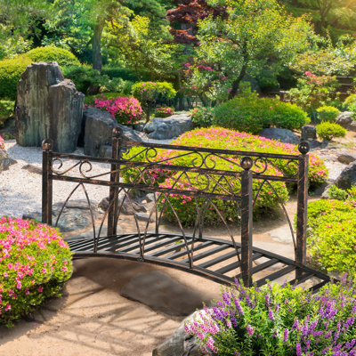 Pont de jardin en arche en métal zingué de 3,3 pi Outsunny