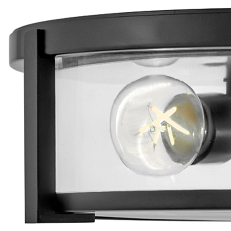 Lowell Three-Light Flush Mount Ceiling Light, Black/Clear Glass