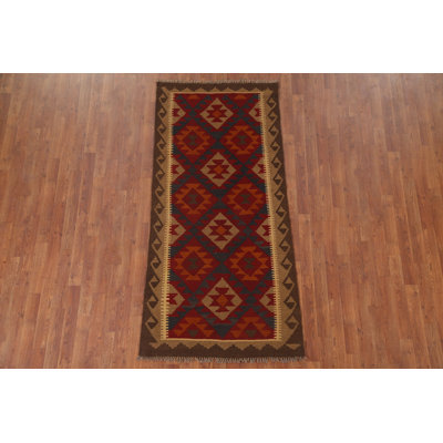 Reversible Wool Kilim Runner Rug 3x7