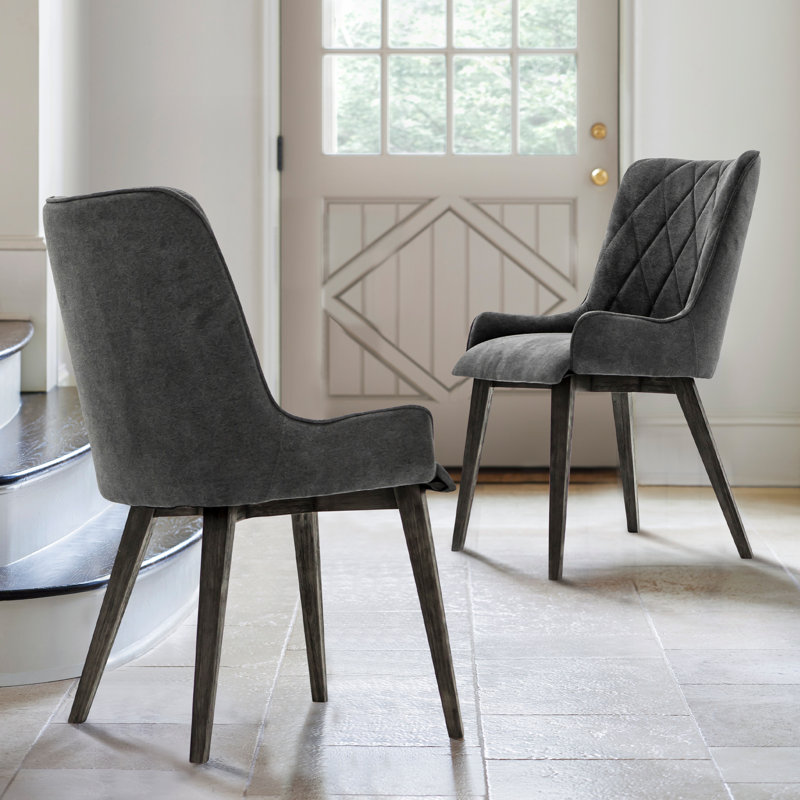 Chaises de salle à manger confortables gris anthracite, tissu rembourré, style maison moderne