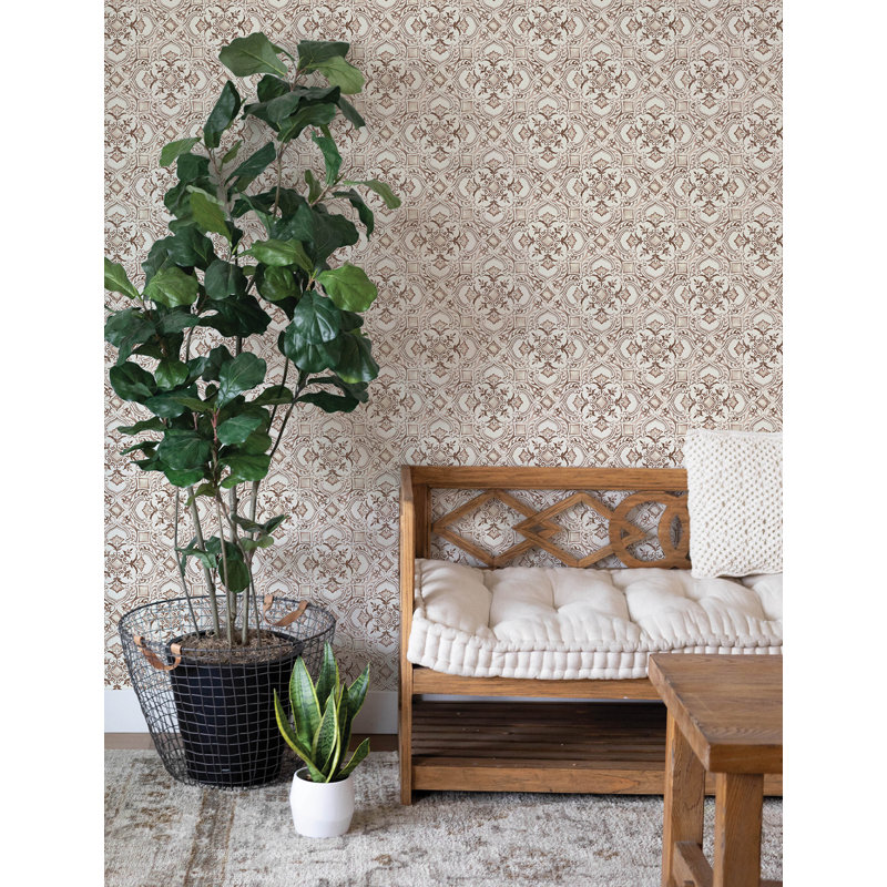 Papier peint motif floral Marjolaine, Gris