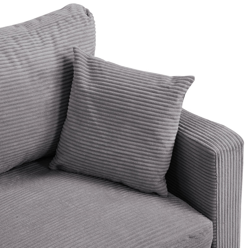57 po en gris, cadre en bois pour des sièges confortables, petit espace à haute résilience, gris avec base et coussin
