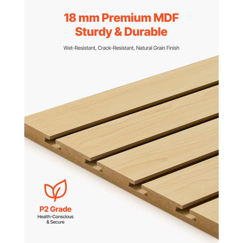 Panneau mural à lattes, 4 x 4 pi, panneau de lattes en panneau de fibres à densité moyenne avec conception modulaire, panneau à lattes réglable facile à installer avec structure d'accouplement et découpage bricolage, convient pour le rangement et la présentation
