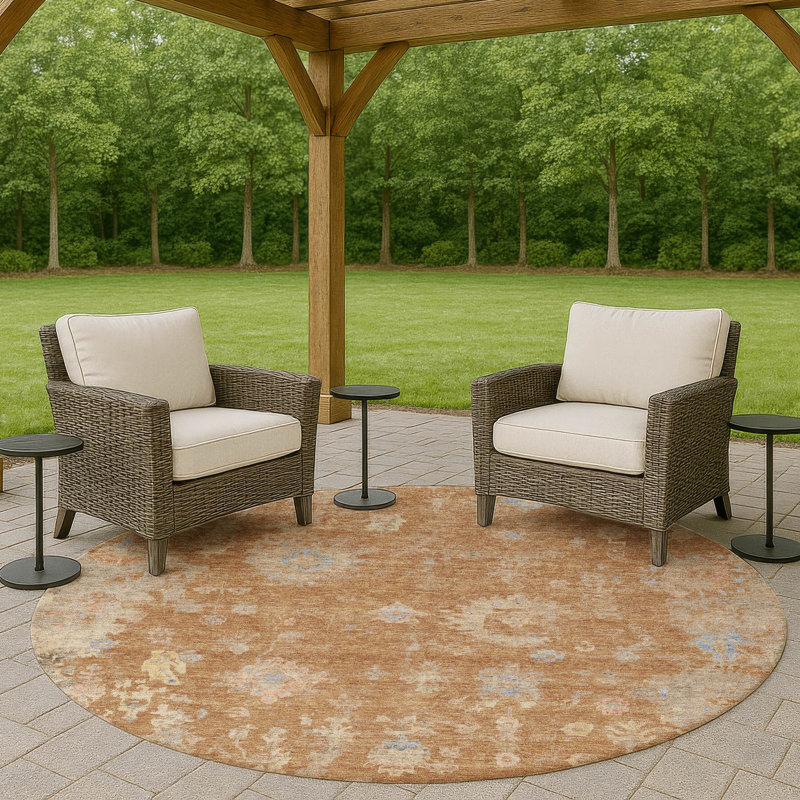 Machine Washable Indoor/Outdoor Chantille ACN2302 Global Rug, Round 8'