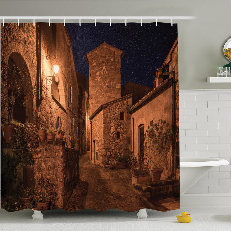 Ensemble de rideau de douche town street Rustic Medieval, H 70 po x l 69 po