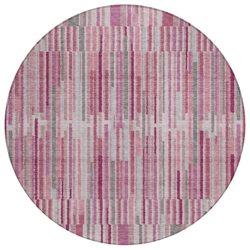 Machine Washable Indoor/Outdoor Xhevrie Blush Rug, Round 8'