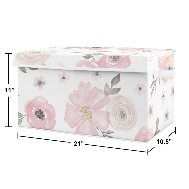 Boîte à jouets en tissu Watercolor Floral Sweet Jojo Designs, Rose / vert olive