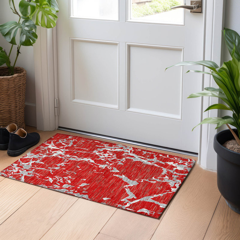 Chayden intérieur / extérieur lavable à la machine ACN1046 - rouge, Rectangle 1 pi 8 po x 2 pi 6 po