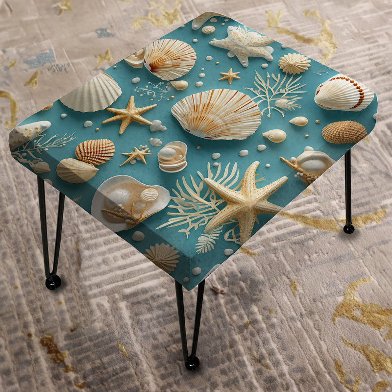 Coastal Seashells Coastal Pattern - Coastal Rectangle Ottoman