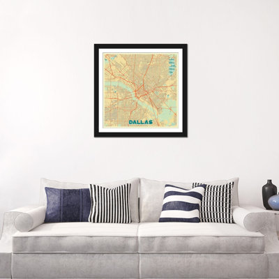 « dallas rétro urban blueprint map », impression sur toile