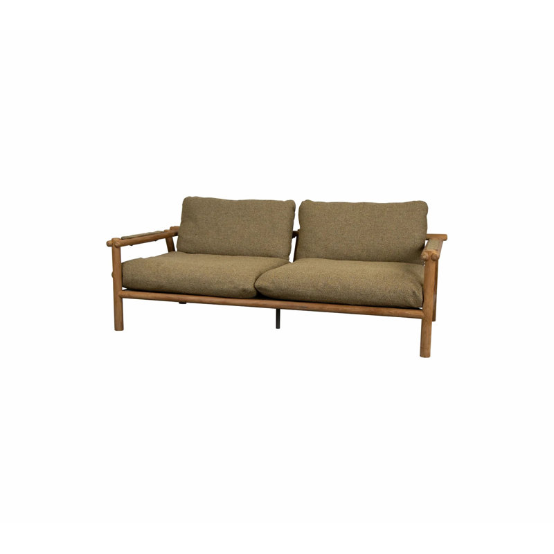 Sticks 2-Seater Teak Sofa With Cushion Set, Cane-line Rise Turmeric Yellow