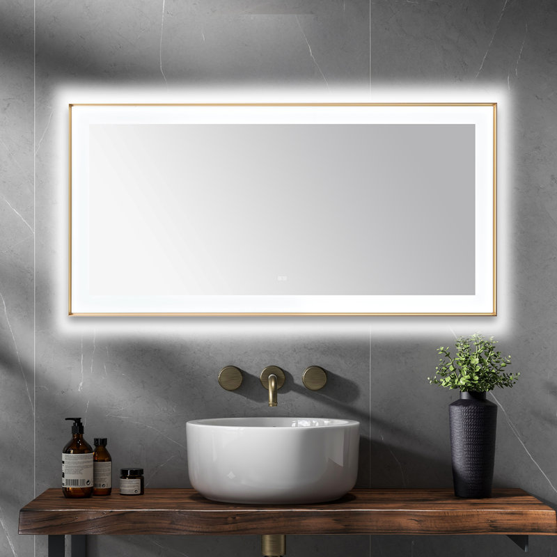 Lexington l 72 po x H 36 po x P 2,28 po, miroir à cadre mince avec lumière DEL, désembueur, éclairage à 3 températures de couleur, installation murale verticale ou horizontale