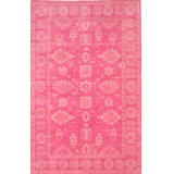 Hand Tufted Wool Geometric Area Rug in Pink