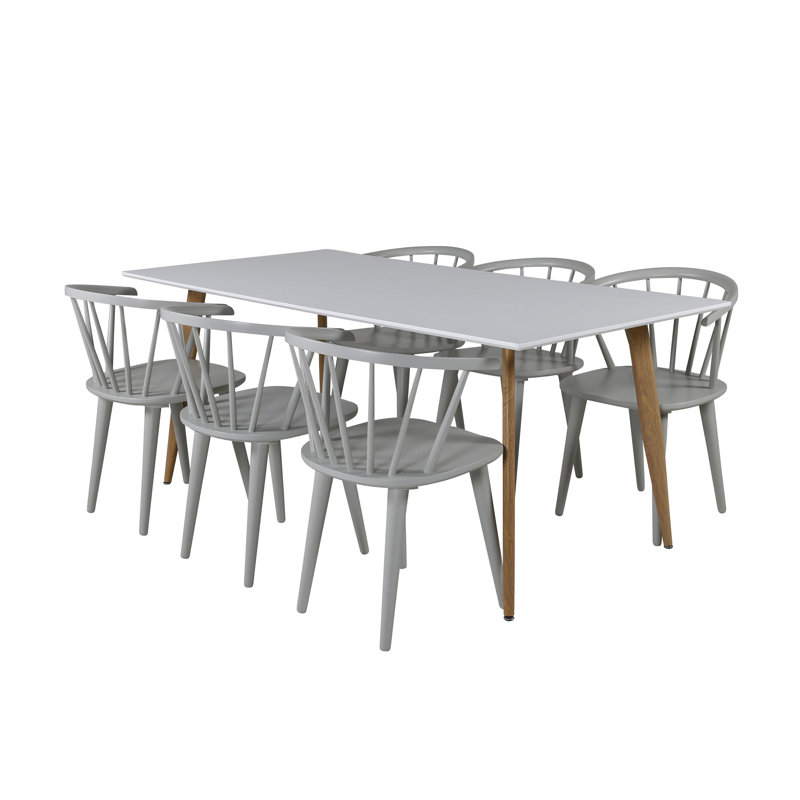 Carney 6 - Person Dining Set, Light Grey, Light Grey