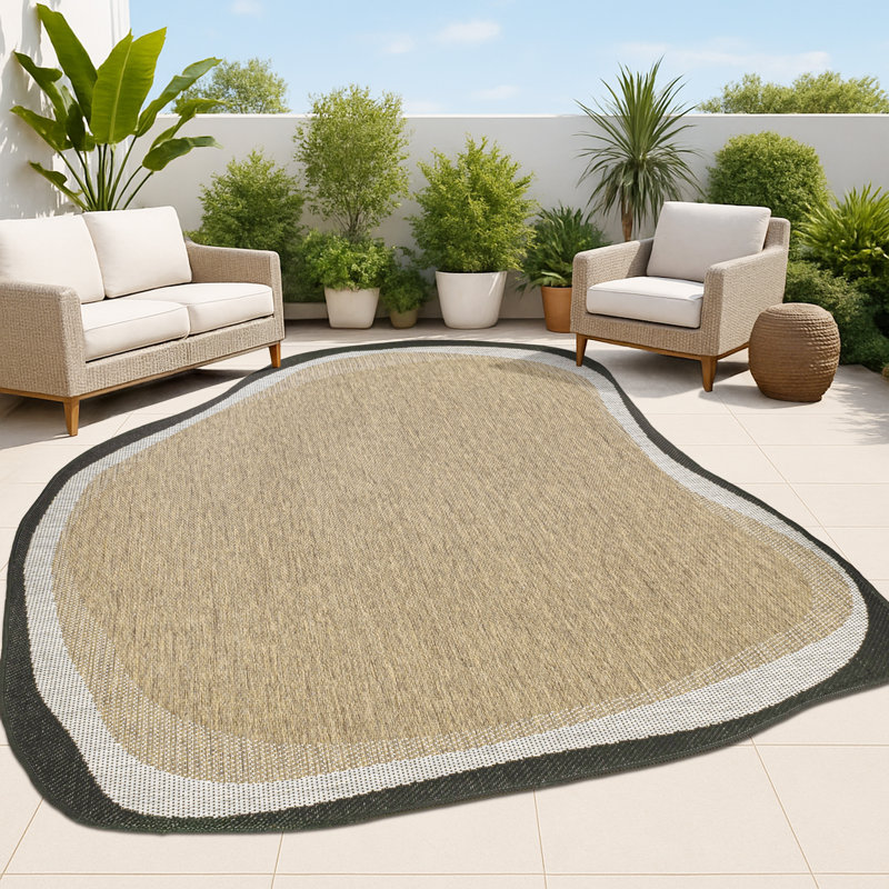 Oneva Modern Rustic Abstract Brown/Black Indoor/Outdoor Rug, Novelty 7'9" x 10'