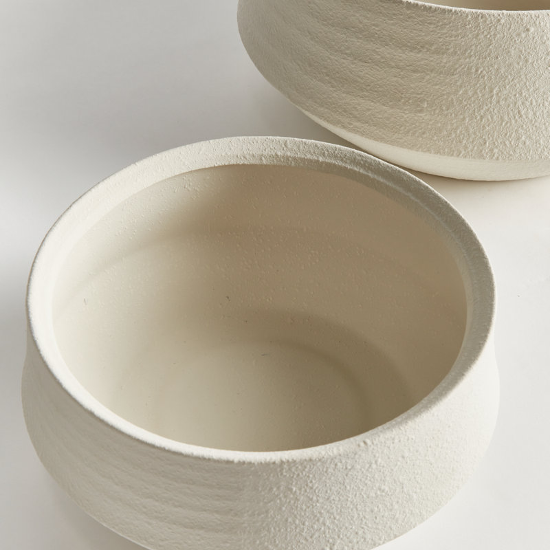 Montecito Handmade Terracotta Decorative Bowl, White