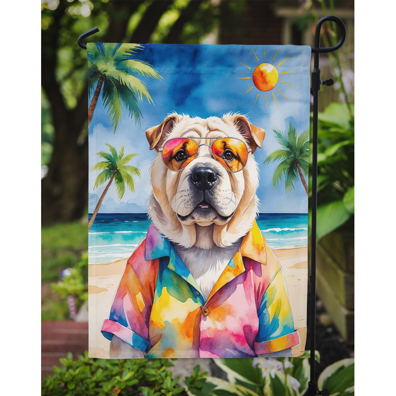 Bouvier bernois avec drapeau de jardin, Shar Pei