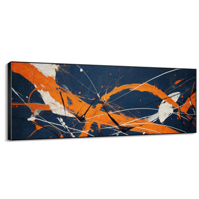 Impressionnisme abstrait moderne orange et bleu, grand salon, reproduction d'art encadrée (assemblage requis)