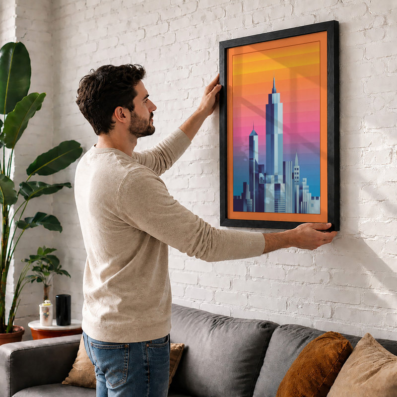 Urban Twilight Modern - Framed Print, A2 - 59.4 x 42.0 cm, Oak