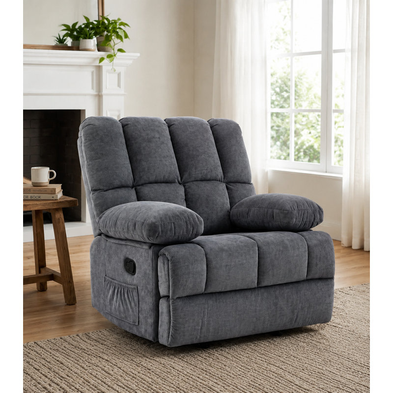 Fauteuil inclinable manuel oscillant Batholo, Dark Grey Faux Leather  