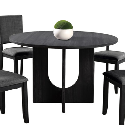 Classic Round Dining Table 1Pc Dining Room Furniture Dark Gray U-Shaped Pedestal Base Table