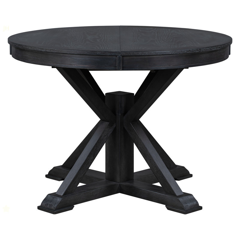 Table de salle à manger rétro avec rallonge fonctionnelle de 12 po pour salle à manger et salon, Espresso, Espresso