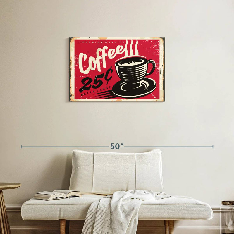 Vieille affiche murale café, H 20 po x l 30 po