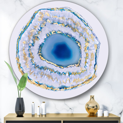 «Golden Blue Agate», reproduction sur un cercle en métal