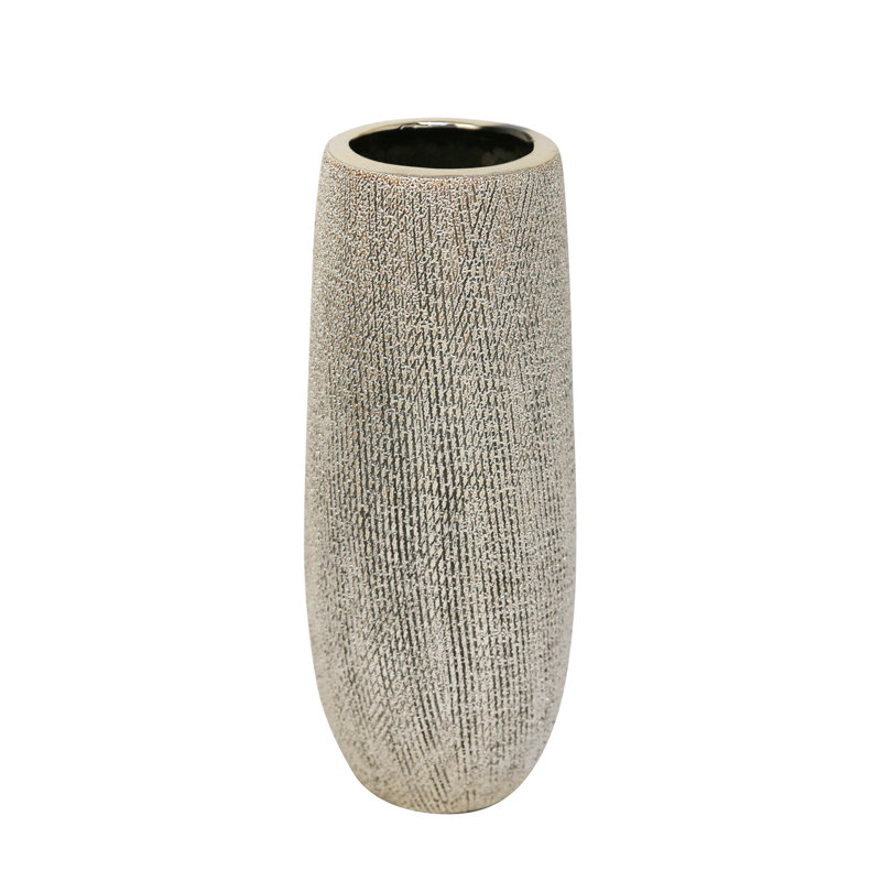 Ceramic Contemporary Cylinder Vase, Beige
