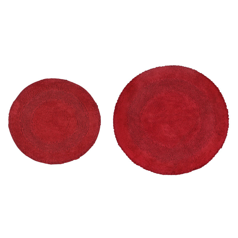Zorica 100% Cotton Bath Mats (Set of 2), Red