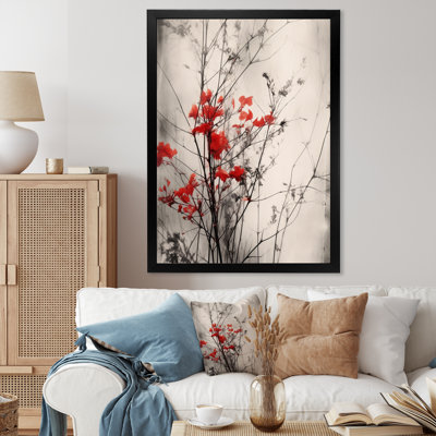 «Red Gray Herb Garden II», art mural floral