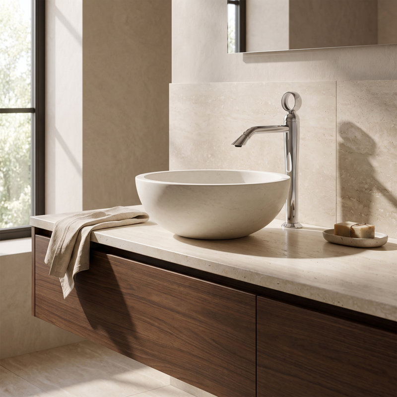 Opera Vessel Sink Bathroom Faucet with Drain Assembly, Polished Chrome