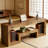 Rustic Industrial Console Table with Open Storage Cubbies & Lower Shelf, for Living Room Sofa Back, Hallway or Entryway, Dark Brown Wood Grain