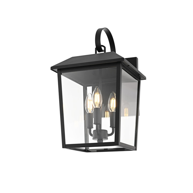 Nilles Outdoor Wall Sconce in Black, 17.5" H x 10" W x 11" D