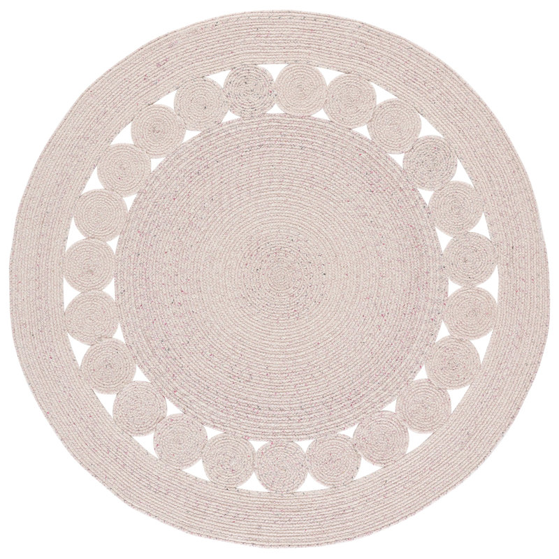 Braided Hand Woven No Pattern Indoor Rug, 5'-0" x 5'-0" Round