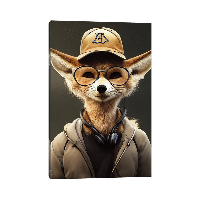 Fox Hipster by Durro Art - Gallery-Wrapped Canvas Giclée on Canvas, No Frame, 20.32 cm H x 30.48 cm W