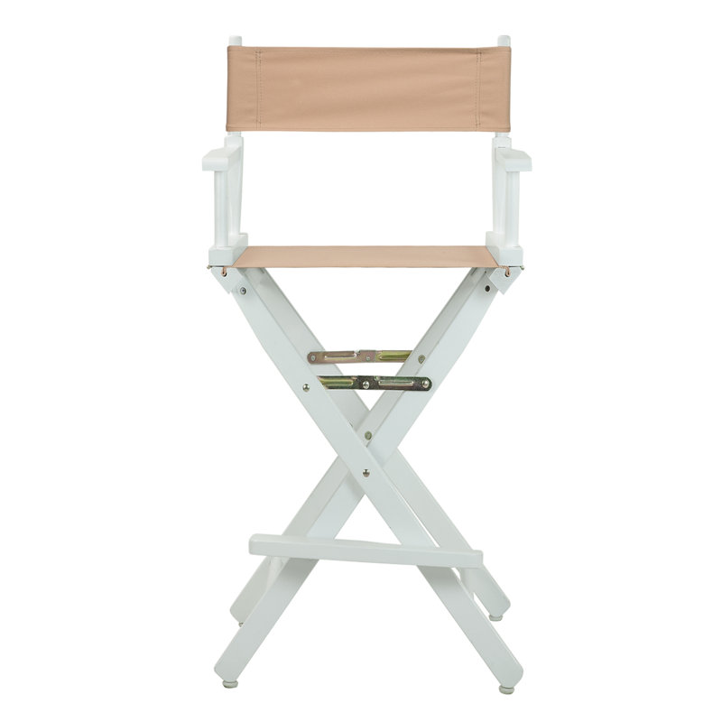 30" Folding Director Chair with Canvas, Tan, White