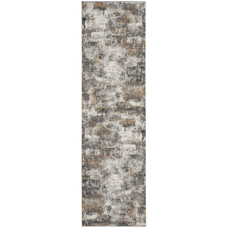 Tapis contemporain gris contemporain, Tapis de couloir 2 pi 2 po x 7 pi 6 po