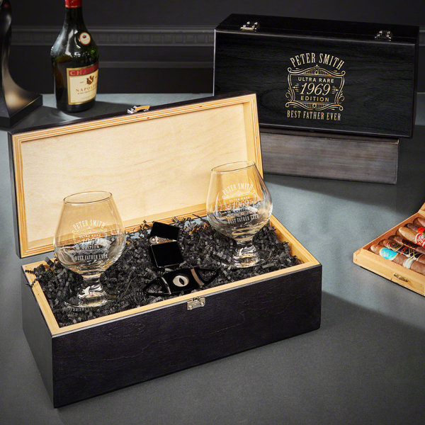 hxo design wood snifter cup（Cognac Glasses Cigar Holder Sets 