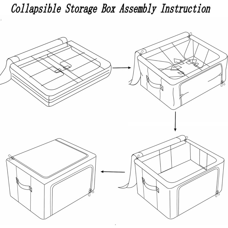 3 Pack Clothes Storage Bins Foldable Metal Frame Storage Box Stackable Linen Fabric Organizer Set With Carrying Handles And Clear Window (15.7X11.8X7.8Inch(22L))