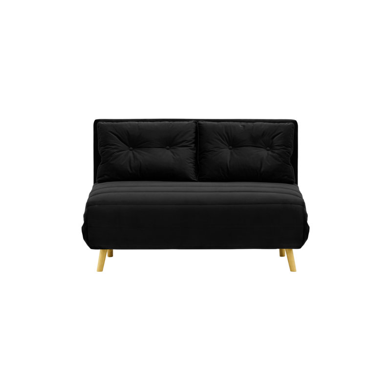 Donald 2 Seater Sofa Bed,  78cm H X 120cm W X 90cm D, Oak, Black