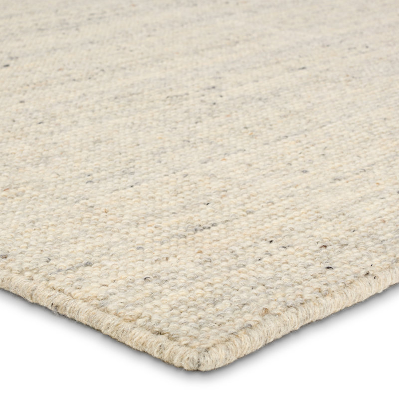 Tapis blanc uni tissé à la main Gracie Oaks Ridling, Rectangle 8 pi 6 po x 11 pi 6 po