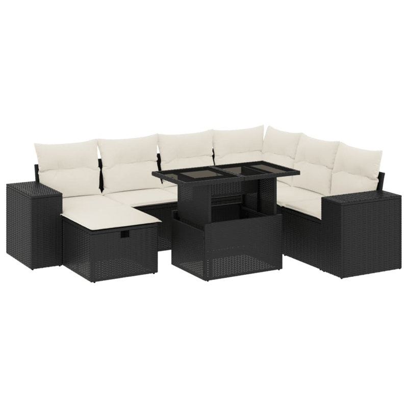 Ensemble de canapé de jardin Vidaxl noir, blanc crème