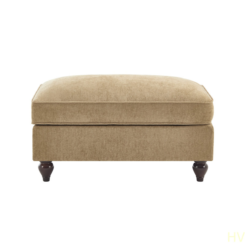 Ottoman Chenille 2-In-1 Cloud Sofa And Ottoman Set – Removable Ruffle Skirt, Brown